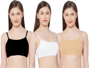BRAAFEE PACK OF 3 Women's Girls fully stretchable cotton full coverage non padded bra Women Everyday Non Padded Bra