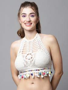 PrettyCat PrettyCat Handmade Cotton Crochet Bralette Bikini top Beach Knit Bralette Women Bralette Lightly Padded Bra