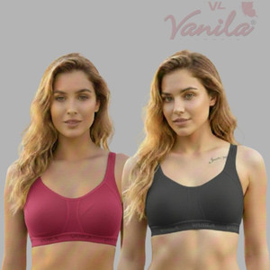 Vanila (Size 34, Pack of 2) Women Sports Non Padded Bra