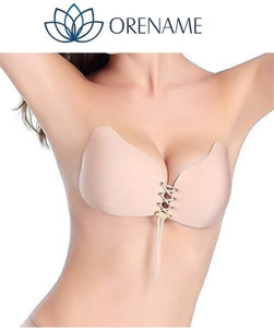 ORENAME Women Silicon Gel Self Adhesive Stick On Push up Strapless Backless Bra Women Stick-on Heavily Padded Bra