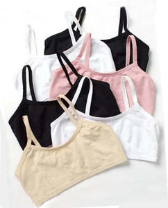 BRAAFEE Pack of 6 Girls Non Padded stretchable High Coverage Uniform Bra (Multicolor) Girls Training/Beginners Non Padded Bra