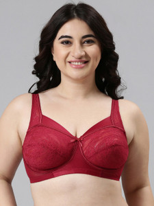 Enamor Full Coverage, Wirefree FB06 Full Support Classic Lace Lift Women Full Coverage Non Padded Bra