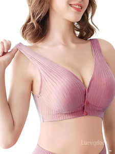 Zylum Fashion Women's Maternity Button Front Nursing Bra Comfy Wireless Breastfeeding Bras Women Maternity/Nursing Lightly Padded Bra