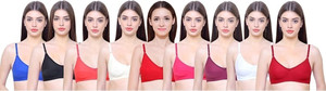 PIYURZ Pack of.6 nonpeded bra combo Assorted colours comes Women Full Coverage Non Padded Bra