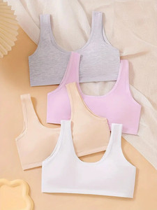 MEEMBOOLI Air Sports Bra Pack of 4 Girls Sports Non Padded Bra