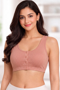 Fabbarries AirComfort Front-Open Seamless Cotton Bra – Peach-36 Women Maternity/Nursing Lightly Padded Bra