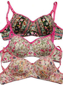Narsingha Dreams Women's Cotton Blend Lightly Padded Wirefree Printed Bra Combo Women Full Coverage Lightly Padded Bra