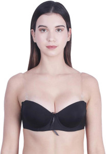 Pink PixiesCreation Transparent Strap Backless Pushup Bra Women Balconette Lightly Padded Bra