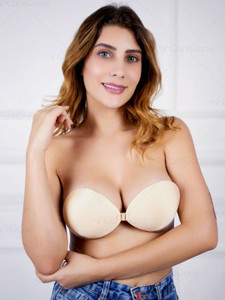 CareDone Women's & Girl's Strapless Push Up Wire Free Stick On Invisible Bra Women Push-up Lightly Padded Bra
