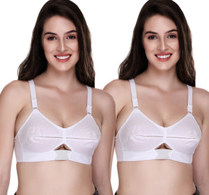 SONA by Sona Women Moving Elastic Strap White Full Cup Pointed Cotton Bra Women Minimizer Non Padded Bra