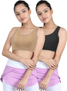 Dchica Regular Broad Strap Bra for Girls Non-Wired Gym Workout Girls Sports Non Padded Bra