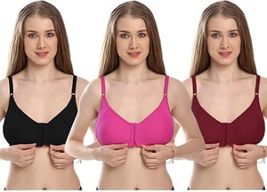 DESAI ENTERPRISE Women Non Padded Non Wired Solid Front Open Bra- Multicolors Women Everyday Non Padded Bra