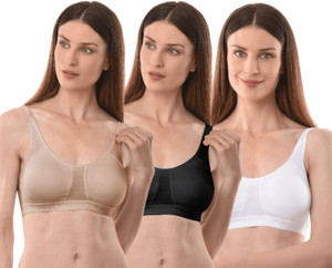Vanila B Cup Size Seamless & Comfortable Casual Slip On(Size 34, Pack of 3) Women Sports Non Padded Bra