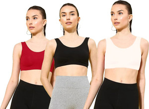 BRAAFEE 3_AIR_RedBW Girls Stretchable Cotton Air sports non padded seamless sports bra Women Sports Non Padded Bra