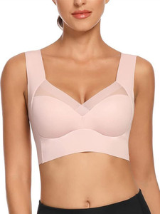 Fashiol Women's Padded Sports Bra For Gym, Slip On Bra Big Cup Breasted Women Push-up Heavily Padded Bra