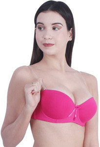 atox Transparent Backless Straps Everyday Bra Women Balconette Lightly Padded Bra