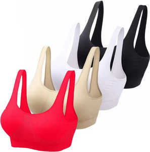 NUDORA Combo of 4 fully stretchable cotton everyday Sports bra (Multicolor) Women Sports Non Padded Bra