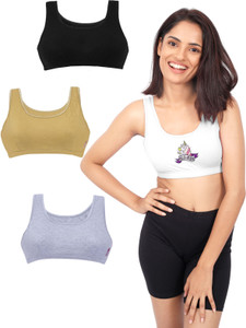 Dchica Regular Broad Strap Bra for Girls Non-Wired Gym Workout Women Sports Non Padded Bra