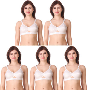 Blue Aura White Non Padded Bra Pure Cotton for Women/Girls/Ladies Combo Women Full Coverage Non Padded Bra
