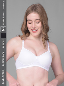 Dollar Missy Pack of 2 Cotton with Stretchy Elastane Thin Padded T-Shirt Women Everyday Heavily Padded Bra