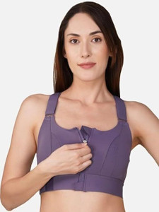 Kesar Lingeries Sports Yoga Bra with Adjustable Straps High Impact Shockproof Brassiere Women Sports Lightly Padded Bra