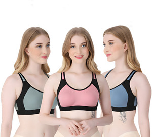 ASHMIRAS combo of 3 Women Sports Non Padded Bra