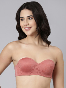 Enamor F074 Full Figure Strapless महिलाओं के लिए बालकनेट हल्का पैडेड ब्रा