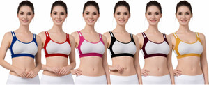 Wonkey by Pack of 6 Bra Pack of 6 Sport Bra Women Sports Non Padded Bra