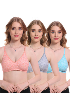 yourcare NEHA BRA MULTICOLOR FOR WOMEN AND GIRLS PACK OF 3 Women Everyday Non Padded Bra