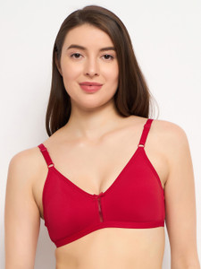 Clovia Red Cotton Non-Padded Non-Wired Bra With U Back महिलाओं के लिए ब्रा