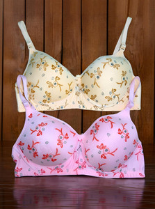 Anamta Pack of 2 Light Padded Print bra Women Push-up Lightly Padded Bra