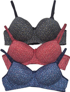 SUPER BEAUTY Stylish women fanccy B cup bra [pack of 3] Women T-Shirt Lightly Padded Bra