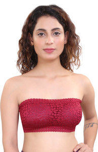 PLUMBURY STRAPLESS LACE TUBE BRA WITH BACK HOOK Women Bandeau/Tube Lightly Padded Bra