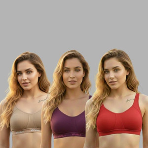 Vanila (Size 34, Pack of 3) Women Sports Non Padded Bra