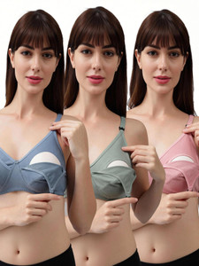 CSU Women's cotton maternity/nursing bra pack of 3 Women Maternity/Nursing Non Padded Bra
