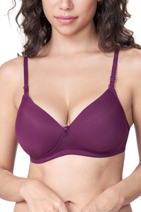 SKDREAMS SKDREAMS Wine Nylon Seamless Full Coverage Women's Pack of 1 T-Shirt Bra Women Full Coverage Lightly Padded Bra