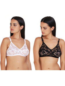 BENCOMM Bridal Nude Transparent Non Padded Net Bra Twin Pack Combo Pack of 2 Women Push-up Non Padded Bra