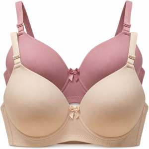 Narsingha Dreams Nylon Lycra Lightly Padded Full Coverage Wirefree T-Shirt Bra Combo Women T-Shirt Lightly Padded Bra