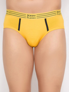John Players Men Pack of 2 Yellow Cotton Solid Brief