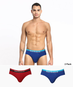 VAN HEUSEN Men Men Blue Pack of 2 Solid Antibacterial Colour Fresh Briefs Brief