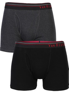 VAN HEUSEN Men Men Black Pack of 2 Solid Antibacterial Colour Fresh Boxer Briefs Brief