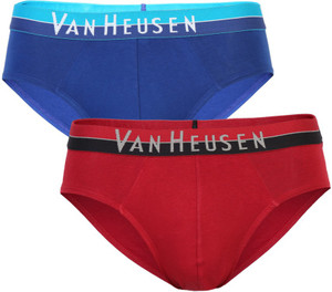 VAN HEUSEN Men Men Blue Pack of 2 Solid Antibacterial Colour Fresh Briefs Brief