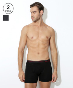 VAN HEUSEN Men Men Black Pack of 2 Solid Antibacterial Colour Fresh Boxer Briefs Brief