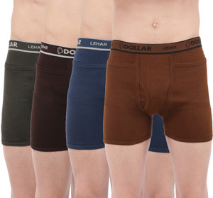 Dollar Men Dollar Lehar Mens Combed Cotton Trunk - Pack of 4 - Actual Colour May Vary Brief
