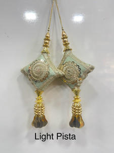 VoxVista Pista Cushion Golden Sequins Latkan & Tassel for blouse & Lehenga Brooch