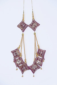 Ethnic at ease Wine Color Handmade Velvet Hanging Tassel latkan for heavy lehenga Brooch