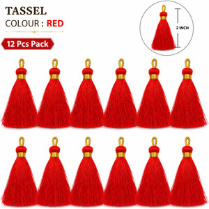 VICKY FANCY LATKAN Premium Maroon Polyester Tassel, Decorative Tassel, Craft Tassel,- Pack of 12 Brooch
