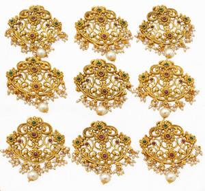 Chigold Gold Plated Bridal Collection Jadai Hair choti Pins, Hair Accessory for Women Brooch