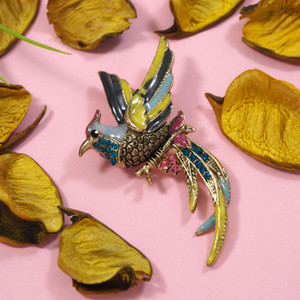 Adorn Meenakari Bird Shaped Multicolour Sharvani Brooch Brooch