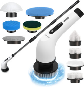 रोबोसन Electric Spin Scrubber Cordless Cleaning Brush with 9 Brush Heads 425 RPM प्लास्टिक गीला और सूखा ब्रश